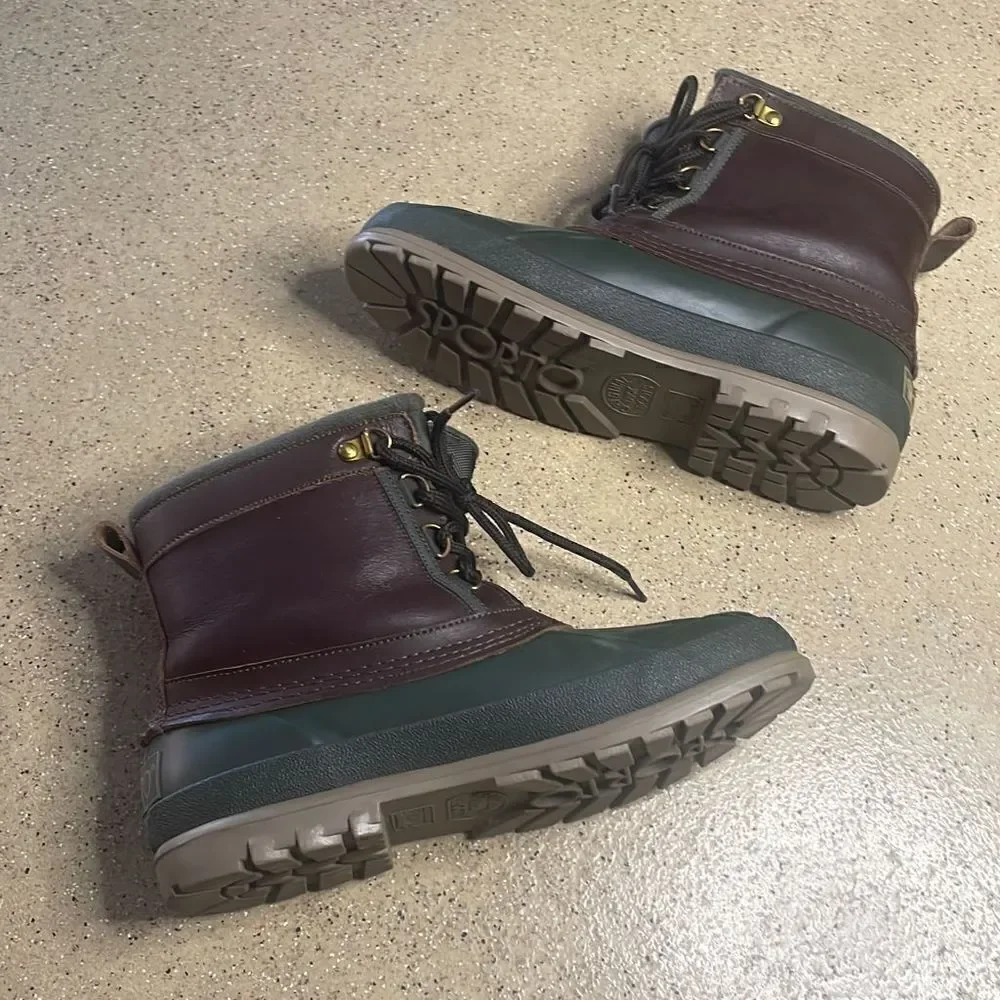 Sporto Vtg 90s Original Duck Boots 7 Green Brown